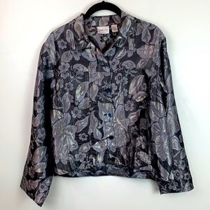 Vintage Chico’s Metallic Floral Button Down Light Weight Jacket